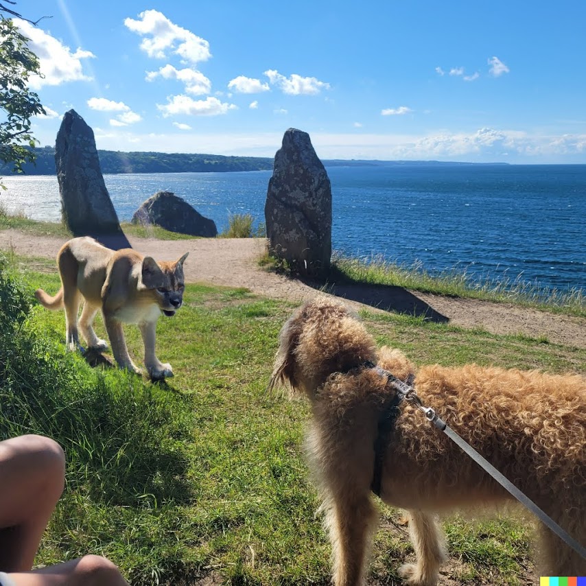 DALL·E 2022-07-28 13.31.29 - Mountain lion facing off against the dog.jpg